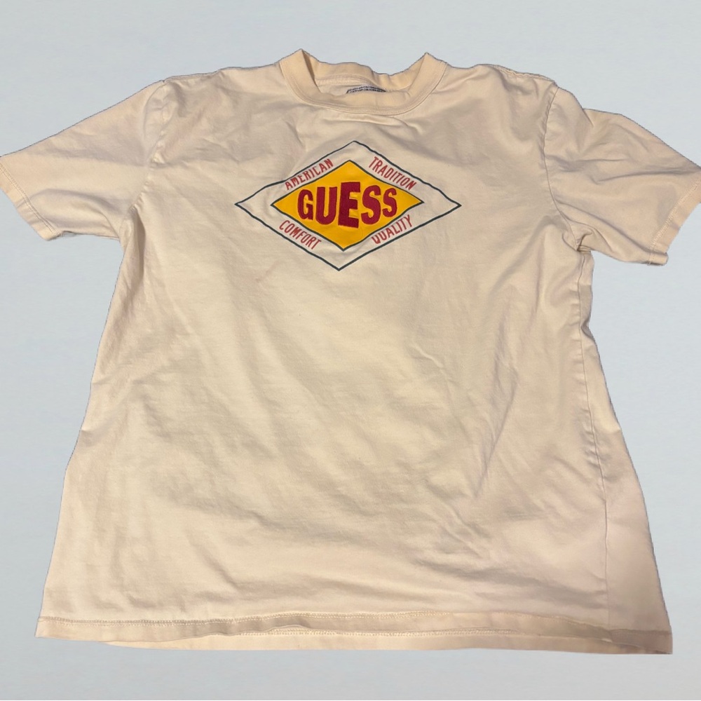 Vintage Guess Cream Cotton Boxy Fit Tee